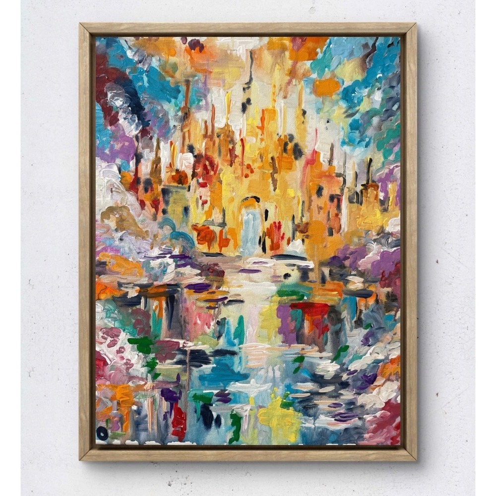OMAN Abstract Painting 11x14 Canvas "New Jerusalem" Biblical Religious Art